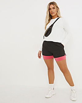 Black Shorts With Pink Under Shorts