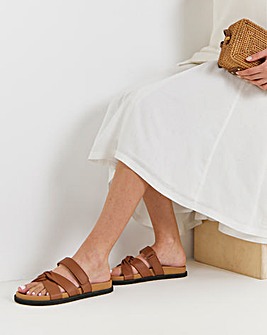 Everest Twist Front Leather Footbed Sandals - Extra Wide Fit (EEE)