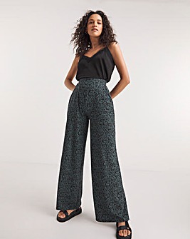 Navy Printed Soft Touch Jersey Straight Leg Trousers