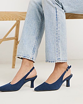 Verona Suede Pointed Toe Slingback Heels - Extra Wide Fit (EEE)