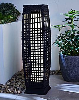Rattan Solar Pillar Lantern
