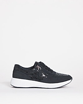 Leather Lace Up Zip Trainer E Fit