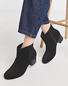 Chiba Suede Low Block Heel Ankle Boot Extra Wide EEE Fit