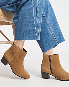 Chiba Suede Low Block Heel Ankle Boot Wide E Fit