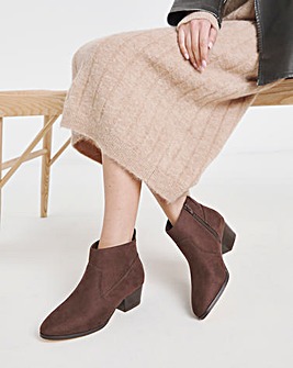 Ophelia Low Block Heel Ankle Western Boot Extra Wide EEE Fit