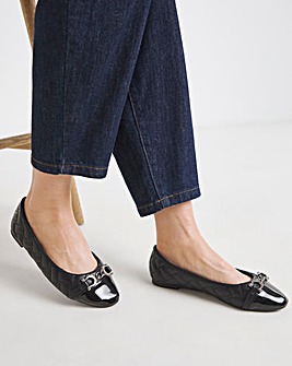 Ari Quilted Ballerinas With Trim Extra Wide EEE Fit