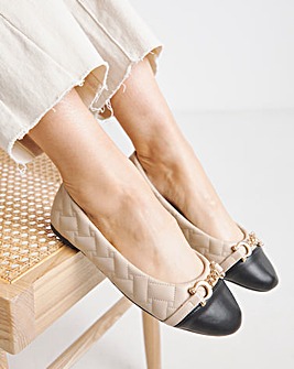 Ari Quilted Ballerinas With Trim Extra Wide EEE Fit