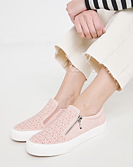 Bramble Zip Detail Slip on Trainer Wide E Fit