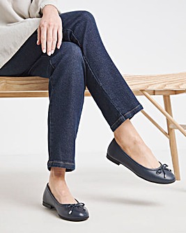 Pine Classic Leather Ballerinas Wide E Fit