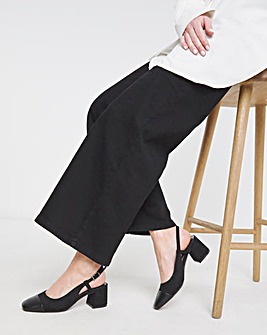 Heavenly Soles Tegan Low Block Heel Slingback Shoes Wide E Fit