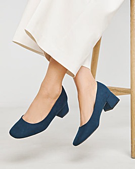 Heavenly Soles Catherine Low Block Heel Court Shoes Extra Wide EEE Fit