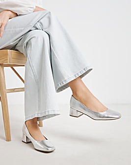 Heavenly Soles Catherine Low Block Heel Court Shoes Extra Wide EEE Fit