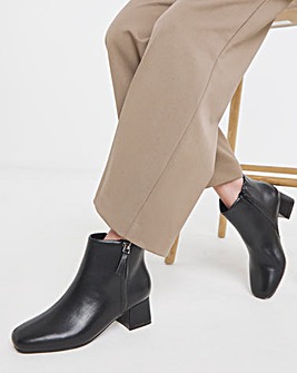 Francesca Low Block Heel Ankle Boots With Zip Detail - Wide Fit (E)
