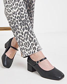 Heavenly Soles Patricia Block Heel Mary Janes Wide E Fit