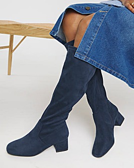 Claudia Low Block Heel Knee High Sock Boots Standard D Fit Standard/Curvy Calf