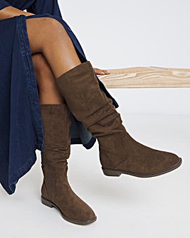 Pebble Knee High Ruched Boots Extra Wide EEE Fit Standard Calf