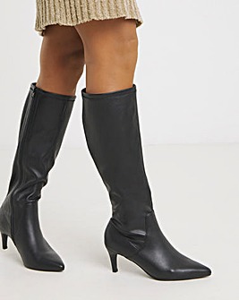 Symphony Kitten Heel Knee High Sock Boots Wide E Fit Super Curvy/Curvy Plus Calf