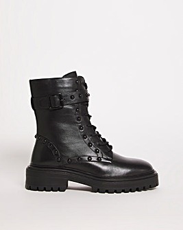 Leather Lace Boot With Stud Detail E Fit