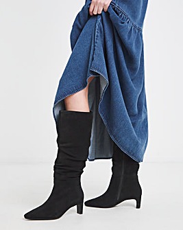 Anthology Artemis Ruched Suede Boots - Extra Wide Fit (EEE) & Super Curvy Calf
