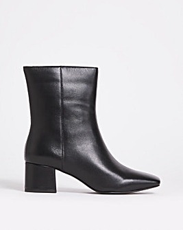 Leather Square Toe Ankle Boot EEE Fit