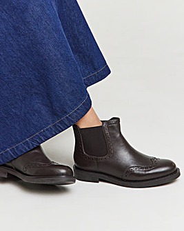 Samanatha Leather Chelsea Boot With Brogue Detailing - Extra Wide Fit (EEE)