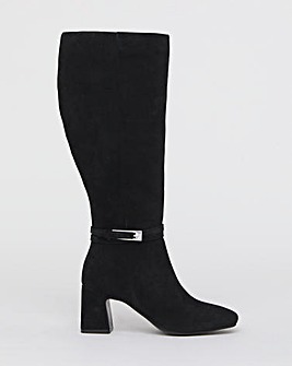 Alfie Heeled Leather Knee High Boots Trim - Extra Wide Fit (EEE) & Curvy Calf