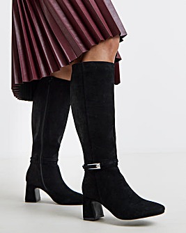 Alfie Heeled Leather Knee High Boots Trim - Extra Wide Fit (EEE) & Curvy Calf