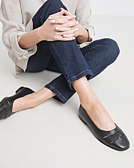 Heavenly Soles Genevieve Cut Out Detail Ballerinas Wide E Fit