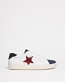 Leather Trainer With Star Detail E Fit