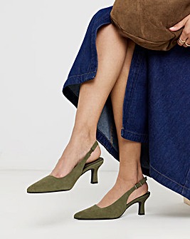 Verona Suede Pointed Toe Slingback Heels - Extra Wide Fit (EEE)