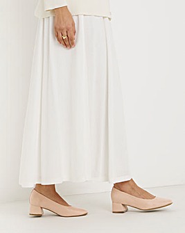 Heavenly Soles Catherine Low Block Heel Court Shoes - Wide Fit (E)