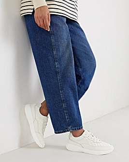 Heavenly Soles Rosetta Lace Up Patterned Leather Trainer - Wide Fit (E)