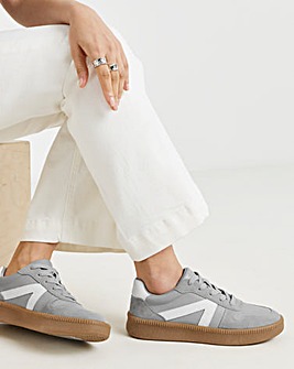 Rumba Leather Retro Lace up Trainer Wide Fit (E)