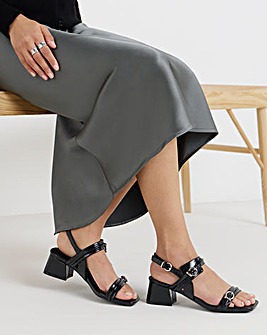 Jordin Two Strap Buckle Detail Heeled Sandals - Extra Wide Fit (EEE)