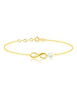 9CT Gold Infinity Bracelet With Pearl