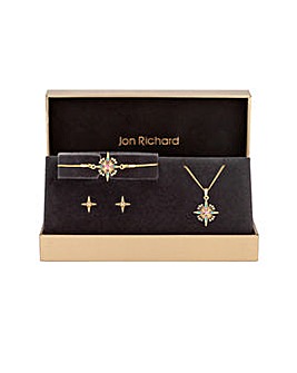 Jon Richard Gold Plated Multicoloured Star Trio Set - Gift Boxed