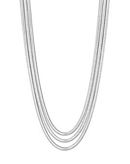 Inicio Recycled Sterling Silver Plated Multi Row Chain Necklace - Gift Pouch