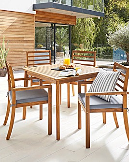 Harley 5 Piece Wooden Dining Set with Cushions