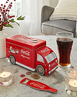 Coca Cola Christmas Tin Truck Money Box