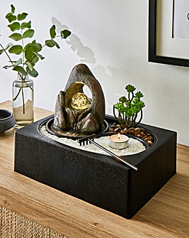 Zen Garden Water Fountain with LED Spinning Ball