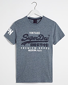 Superdry Blue Vintage Label Short Sleeve Printed T-Shirt