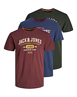 Jack & Jones 3 Pack Stamp T-Shirt