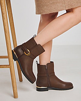 Heavenly Soles Indi Ankle Boots With Buckle Strap Extra Wide EEE Fit