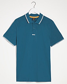 BOSS Blue Short Sleeve Centre Logo Polo