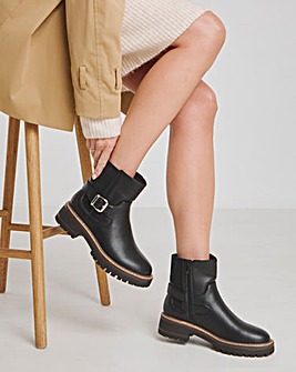 Heavenly Soles Blake Ankle Chelsea Boots with Buckle Detail Extra Wide EEE Fit