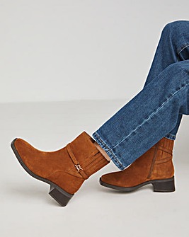 Heavenly Soles Phoenix Suede Square Toe Boots With Gusset Extra Wide EEE Fit