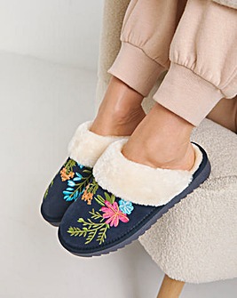 Diggy Embroidered Mule Slipper Wide E Fit