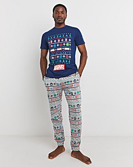 Fairisle Marvel Pyjama Set - Navy/Grey