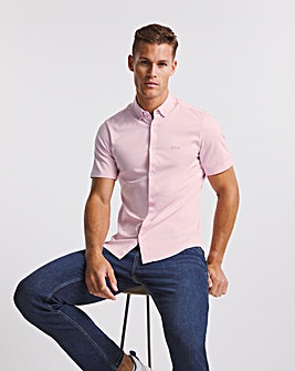 BOSS Pink Short Sleeve Oxford Shirt