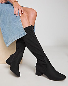 Demi Knee Kigh Heeled Boot Extra Wide EEE Fit Standard/Curvy Calf